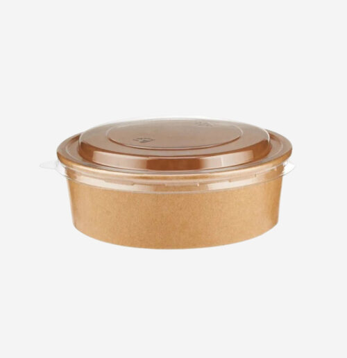 Round Paper Kraft Container 1000ml - 300pcs With Lid