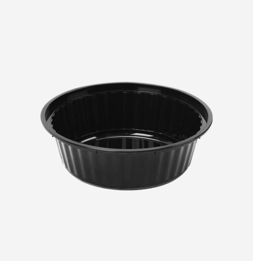 Black Base Round Container 16 Oz With Lids -150 Pcs