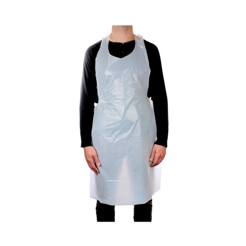 Biodegradable Plastic Disposable Aprons White - 100 Pcs