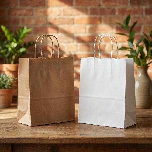 WHITE & BROWN PAPER BAG TWISTED HANDLE-250PCS/CTN